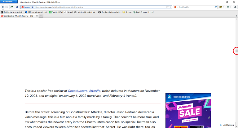 IGN screenshot, mostly blank space